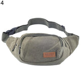 Canvas Three Zipper Pockets Mens Fanny Pack Waist Belt Bag