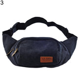 Canvas Three Zipper Pockets Mens Fanny Pack Waist Belt Bag