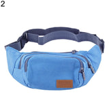 Canvas Three Zipper Pockets Mens Fanny Pack Waist Belt Bag