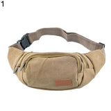 Canvas Three Zipper Pockets Mens Fanny Pack Waist Belt Bag