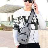 Shuangzi USB Charge Shoulder Bag Men Messenger Waterproof Sling Chest