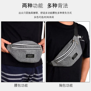 Spring Men's Waist Bag Large Capacity Three Pockets Waterproof Cloth