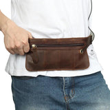 High Vintage Chocolate Real Skin Male Belt Bag Leather Women Men Waist Bags
