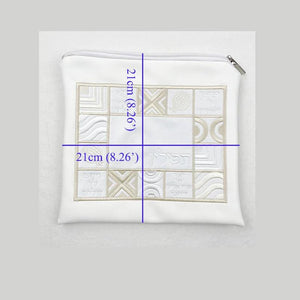Tefillin Bag Square Geometric Design PU Leather Zipper 21x21cm