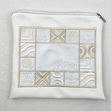 Tefillin Bag Square Geometric Design PU Leather Zipper 21x21cm