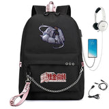 Anime Fullmetal Alchemist Nylon Backpack Schoolbag USB Cartoon Teenger Travel La