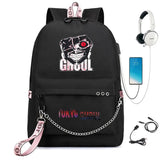 Tokyo Ghoul Nylon Backpack USB Charge Schoolbag Cartoon Teenger Travel Laptop Ba