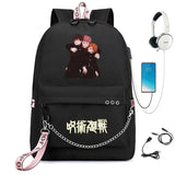 Jujutsu Kaisen Backpack USB Charge Schoolbag Cartoon Teenger Travel Bag
