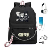 Jujutsu Kaisen Backpack USB Charge Schoolbag Cartoon Teenger Travel Bag