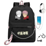 Jujutsu Kaisen Backpack USB Charge Schoolbag Cartoon Teenger Travel Bag