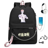 Jujutsu Kaisen Backpack USB Charge Schoolbag Cartoon Teenger Travel Bag