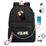 Jujutsu Kaisen Backpack USB Charge Schoolbag Cartoon Teenger Travel Bag