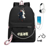 Jujutsu Kaisen Backpack USB Charge Schoolbag Cartoon Teenger Travel Bag