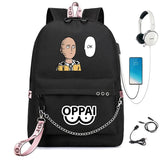 One Punch-Man Nylon Backpack USB Charge Schoolbag