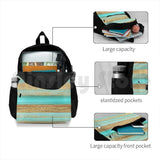 Turquoise Brown Glitter Stripes Art Outdoor Hiking Backpack