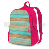 Turquoise Brown Glitter Stripes Art Outdoor Hiking Backpack
