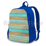 Turquoise Brown Glitter Stripes Art Outdoor Hiking Backpack