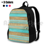 Turquoise Brown Glitter Stripes Art Outdoor Hiking Backpack