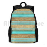 Turquoise Brown Glitter Stripes Art Outdoor Hiking Backpack