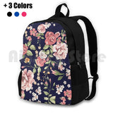 Floral Outdoor Hiking Backpack Beige Roses Vintage