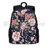 Floral Outdoor Hiking Backpack Beige Roses Vintage