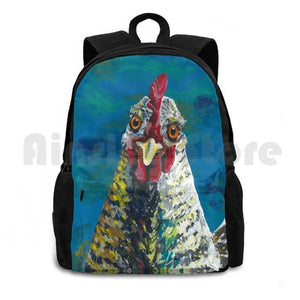 Colorful Hen Art Outdoor Hiking Backpack Riding Climbing Sports Bag