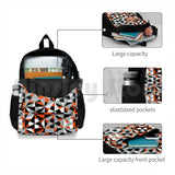Orange Grey Geometric Abstract Pattern Outdoor Hiking Backpack