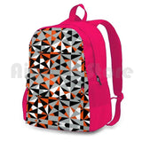 Orange Grey Geometric Abstract Pattern Outdoor Hiking Backpack