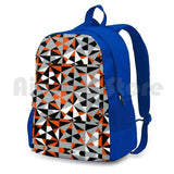 Orange Grey Geometric Abstract Pattern Outdoor Hiking Backpack