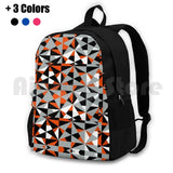 Orange Grey Geometric Abstract Pattern Outdoor Hiking Backpack
