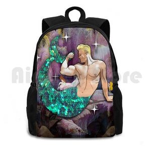 Sequin Merman Outdoor Hiking Backpack Sparkles Vintage Mary Blair Pierre Collage