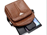 Men's PU Shoulder Bag Multi-Layer Small Square Bag Messenger Chest Handbag