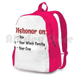 Funny Outdoor Hiking Backpack Waterproof Camping Travel Dishonor Cow