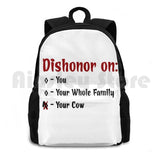 Funny Outdoor Hiking Backpack Waterproof Camping Travel Dishonor Cow