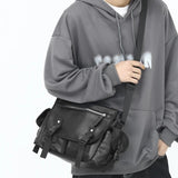 PU Leather Handbag College Student Shoulder Bag Men's Youth Business Messenger B