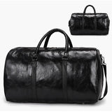 Large Duffle Leather Travel Bag Men Zipper Pu