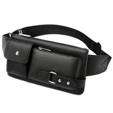 Men Casual Leather Crossbody Bags Waist Bag Fanny Pack Belt Bag