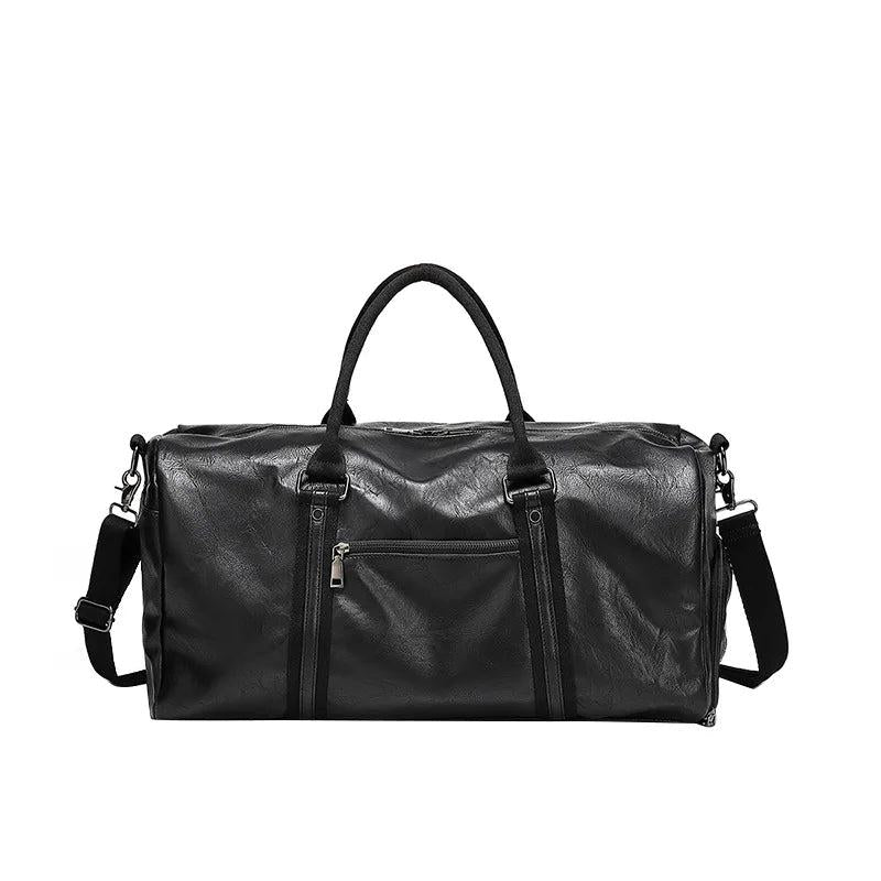 PU Leather Men Travel Bags with Shoe Compartment Large Handbag