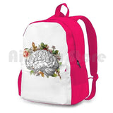 Brain With Flowers Outdoor Hiking Backpack Waterproof Camping Travel