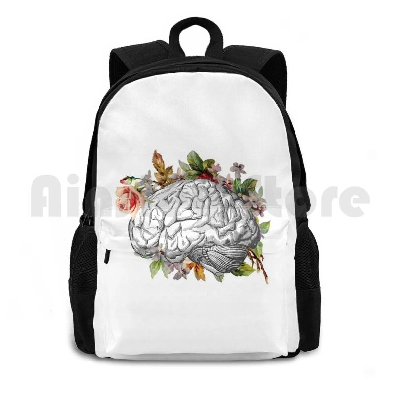Brain With Flowers Outdoor Hiking Backpack Waterproof Camping Travel