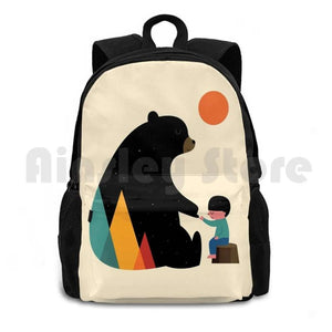Outdoor Hiking Backpack Riding Climbing Sports Bag with Bear Graphic
