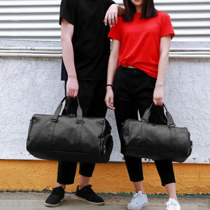 Large Capacity Unisex Travel Duffle Faux Leather Gym Tote Bag