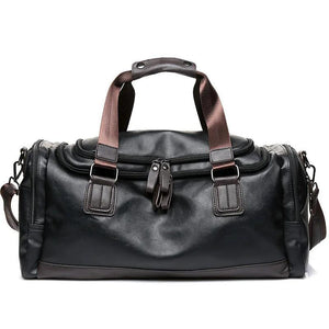 Men's Fitness Bag Single Shoulder Messenger Bag PU Leather Travel Bag