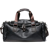 Men's Fitness Bag Single Shoulder Messenger Bag PU Leather Travel Bag