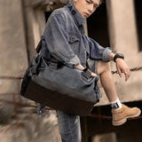 Men's Fitness Bag Single Shoulder Messenger Bag PU Leather Travel Bag