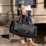 Men's Fitness Bag Single Shoulder Messenger Bag PU Leather Travel Bag