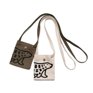 Men Women Polar Bear Print Canvas One Shoulder Messenger Bag