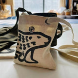 Men Women Polar Bear Print Canvas One Shoulder Messenger Bag
