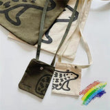 Men Women Polar Bear Print Canvas One Shoulder Messenger Bag