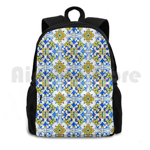 Vintage Azulejos Tile Outdoor Hiking Backpack Riding Climbing Sports Bag